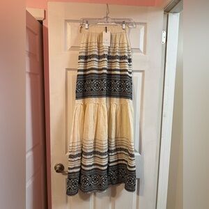 Love Me Cream and Black Patterned Maxi Skirt